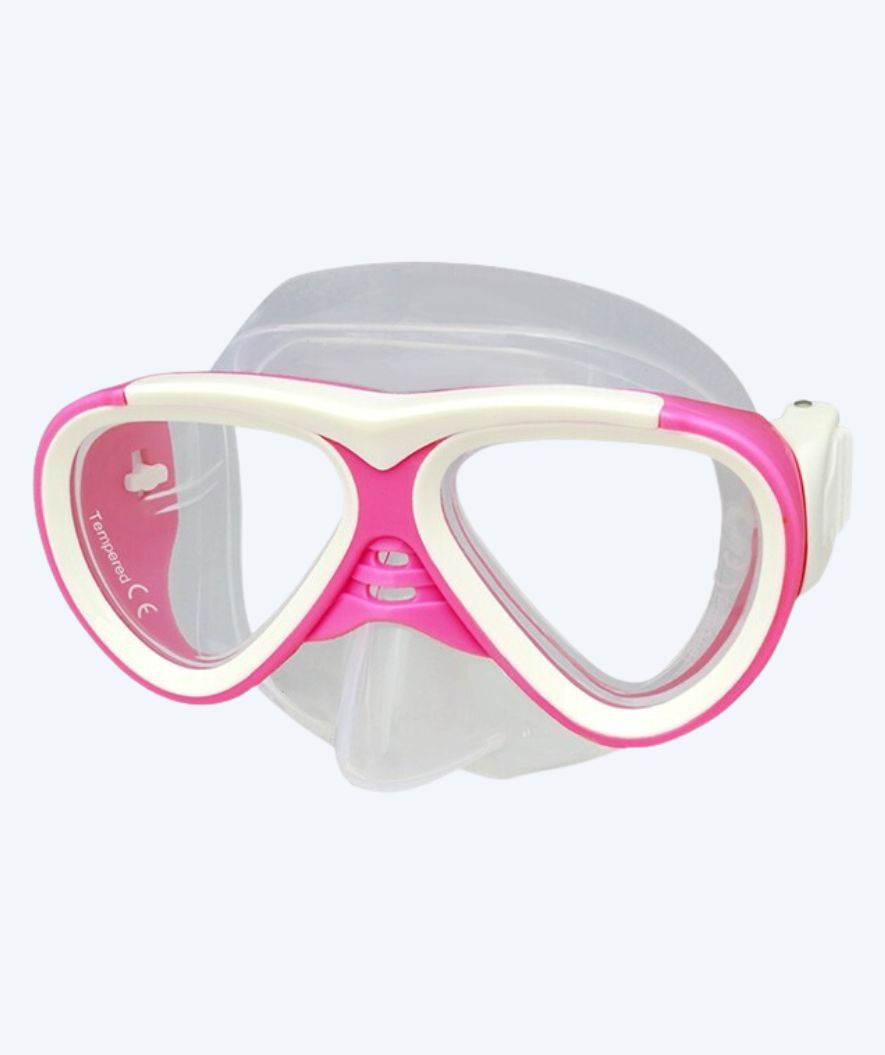 Primotec diving mask with optical correction for kids - M59 (-1.0 to -8.0) and (+1.0 to from 4 years.0) - White/light pink