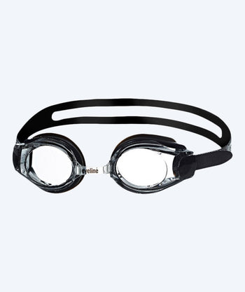 Eyeline nearsighted swimming goggles with prescription - (-1.5) to (-10.0) with clear lens (Black)