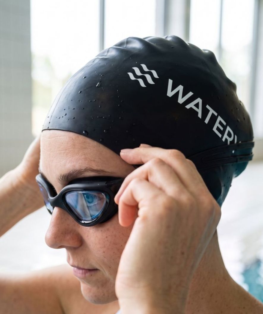Watery swimming cap for long hair - Signature - Black