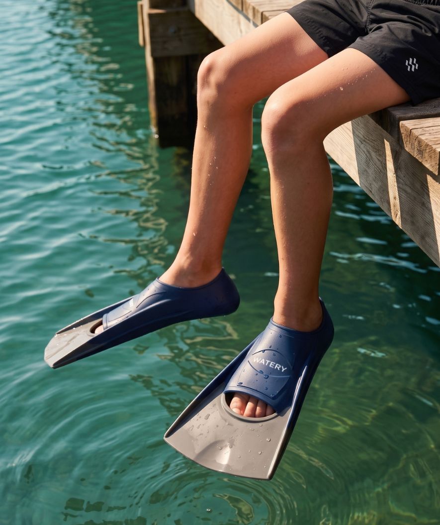 Watery short swim fins - Shimmer - Dark blue
