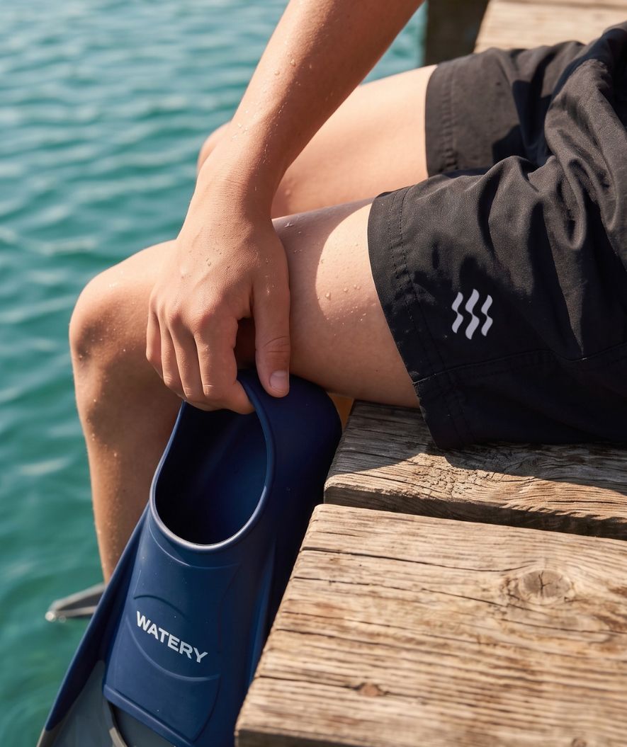 Watery short swim fins - Shimmer - Dark blue