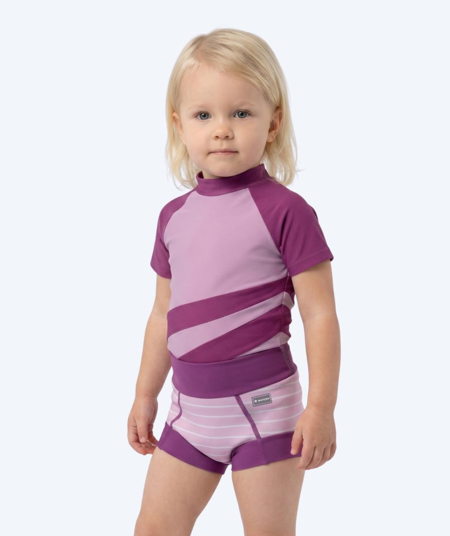 Watery swim nappies for kids - Neoprene Swim Nappy - Purple Stripes