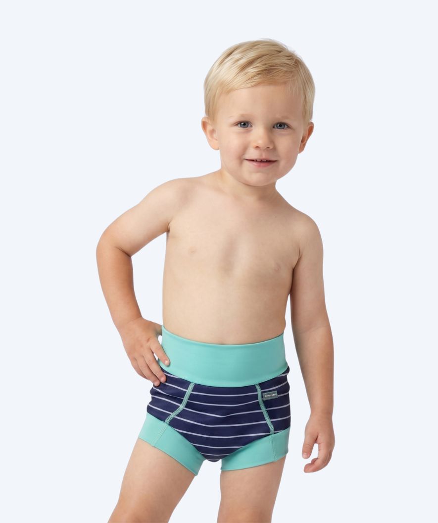 Watery swim nappies for kids - Neoprene Swim Nappy - Turquoise Stripes