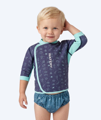 Watery neoprene shirt - Baia Top - Atlantic Turquoise