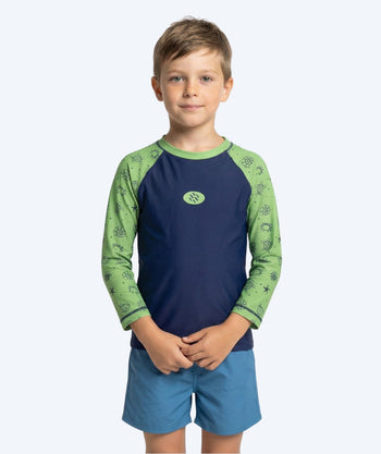 Watery UV shirt for kids - Brandman Long Sleeved Rashguard - Green/blue
