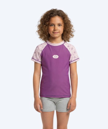 Watery UV shirt for kids - Brandman Short Sleeved Rashguard - Purple/pink