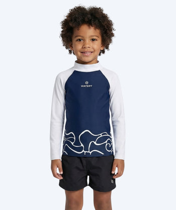 Watery UV shirt for kids - Chilton Long Sleeved Rashguard - Dark blue/white