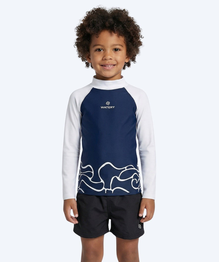 Watery UV shirt for kids - Chilton Long Sleeved Rashguard - Dark blue/white