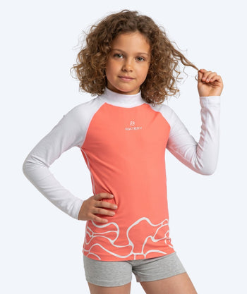 Watery UV-shirt for kids - Chilton Long Sleeve Rashguard - Light pink/white