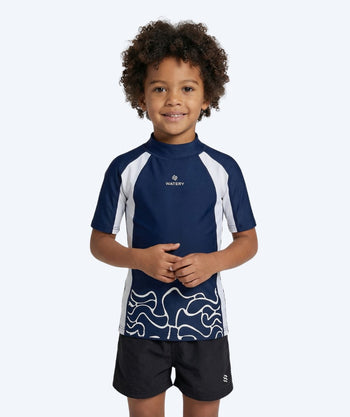 Watery UV shirt for kids - Chilton Short Sleeved Rashguard - Dark blue/white