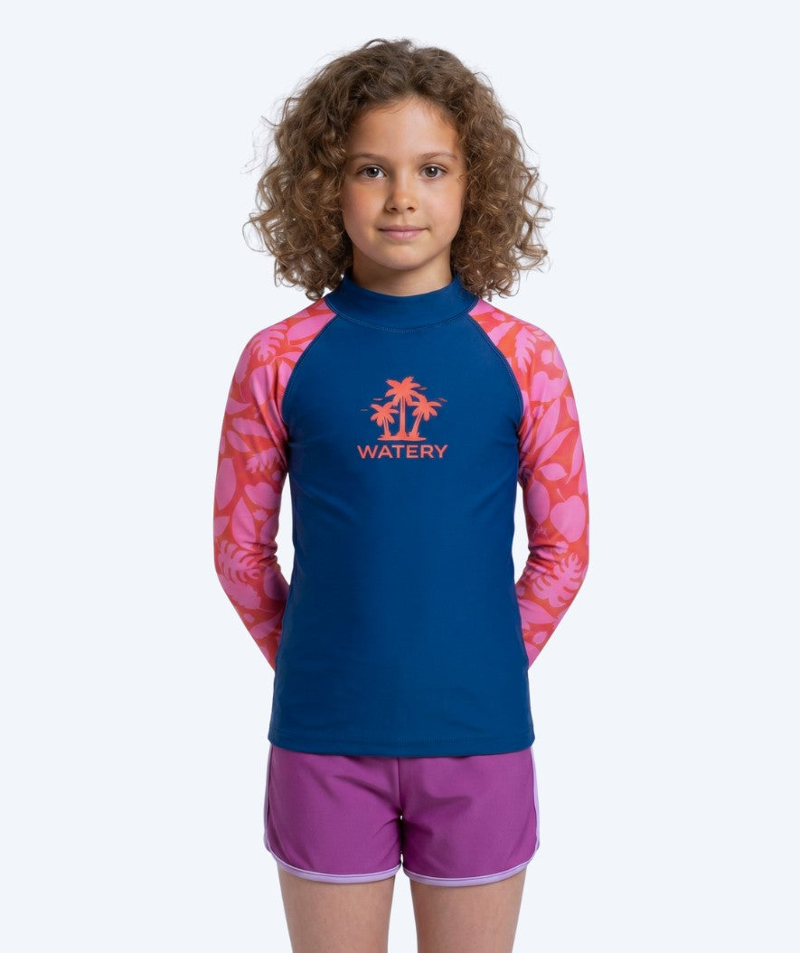 Watery UV-shirt for kids - Osiris Long Sleeve Rashguard - Pink/dark blue
