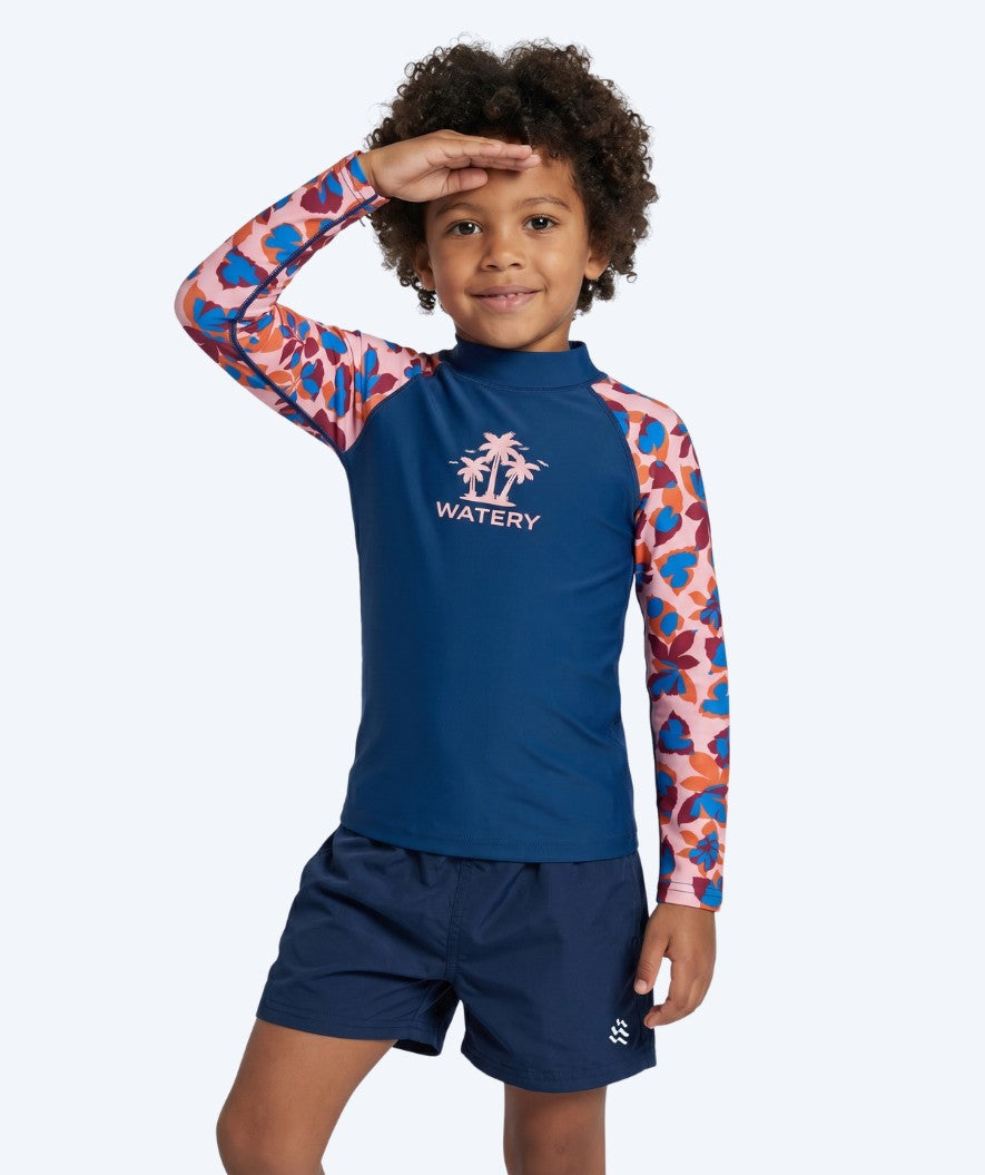 Watery UV-shirt for kids - Osiris Long Sleeve Rashguard - Light pink/dark blue