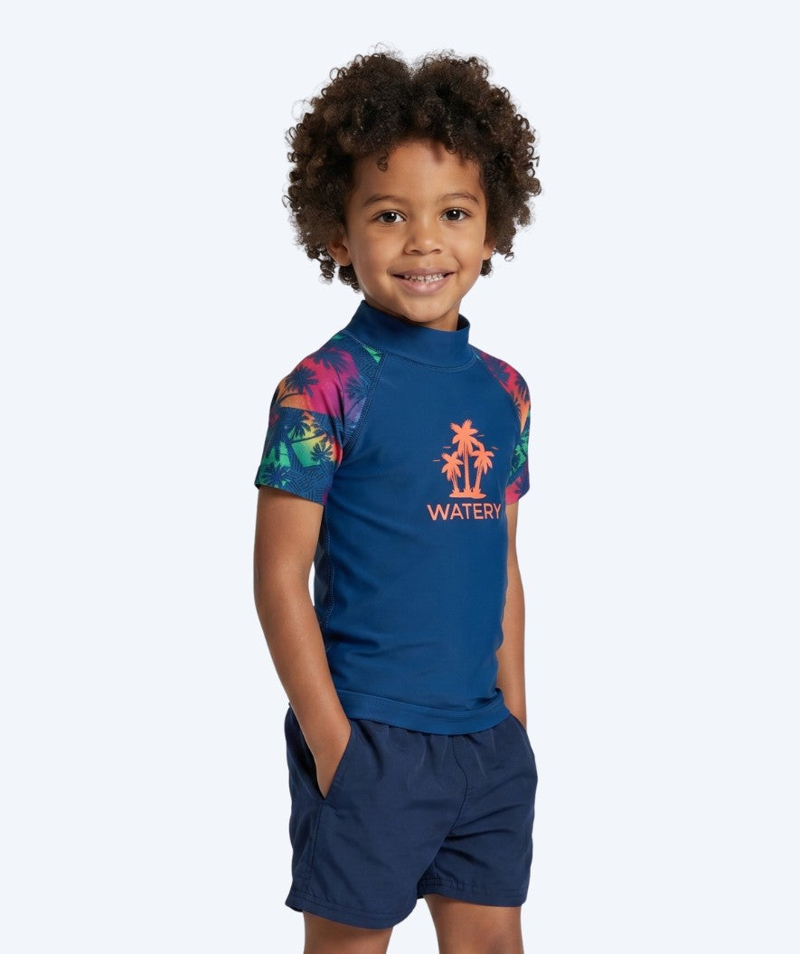 Watery UV-shirt for kids - Katsu Short Sleeve Rashguard - Multi/dark blue