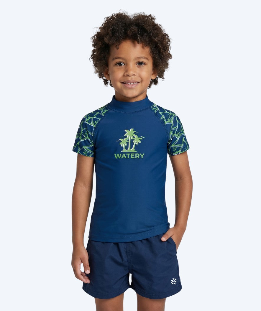 Watery UV-shirt for kids - Katsu Short Sleeve Rashguard - Green/dark blue