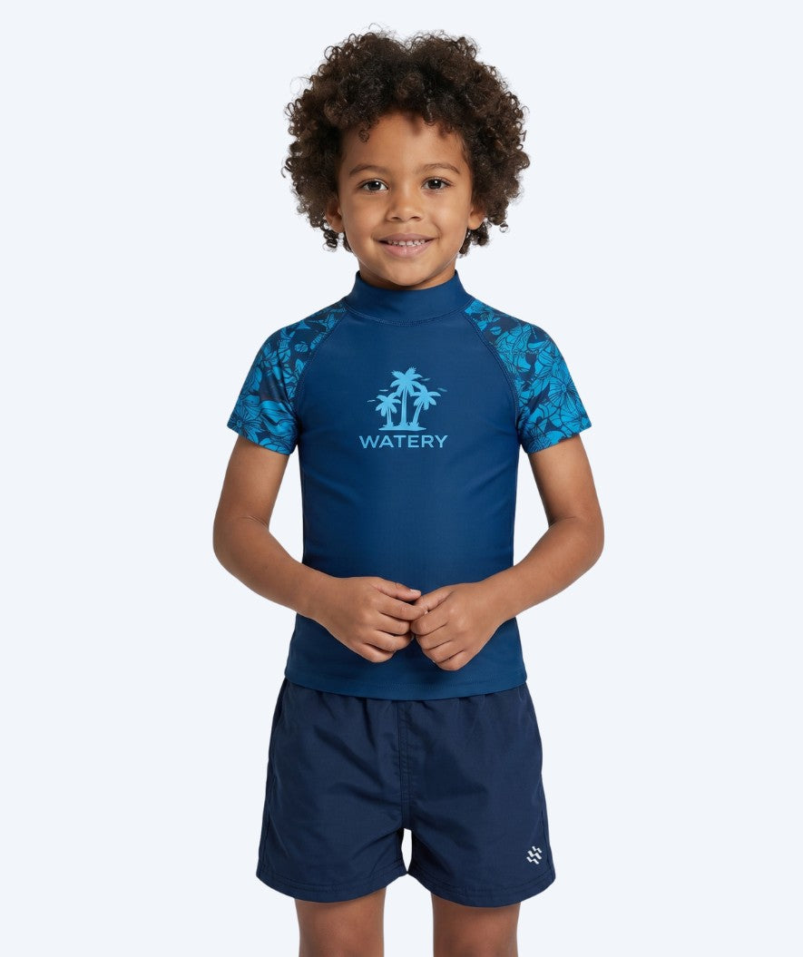 Watery UV-shirt for kids - Katsu Short Sleeve Rashguard - Blue/dark blue
