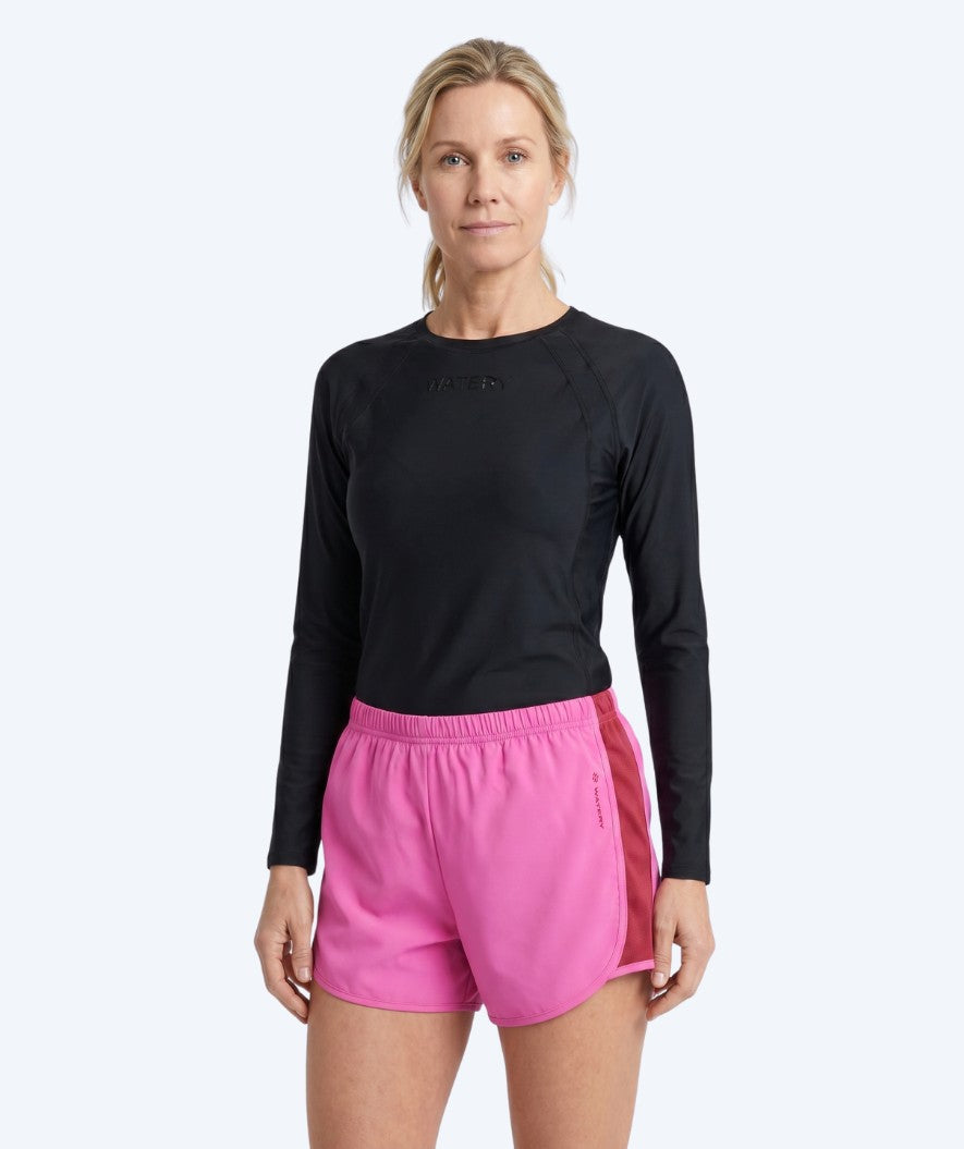 Watery swim shorts for women - Aiko - Pink/dark red