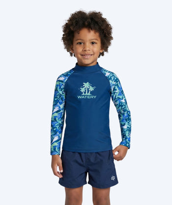 Watery UV-shirt for kids - Katsu Long Sleeve Rashguard - Light blue/dark blue