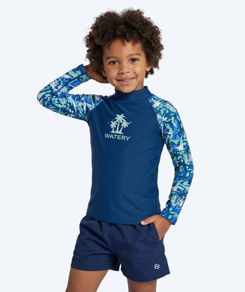 Watery UV-shirt for kids - Katsu Long Sleeve Rashguard - Light blue/dark blue