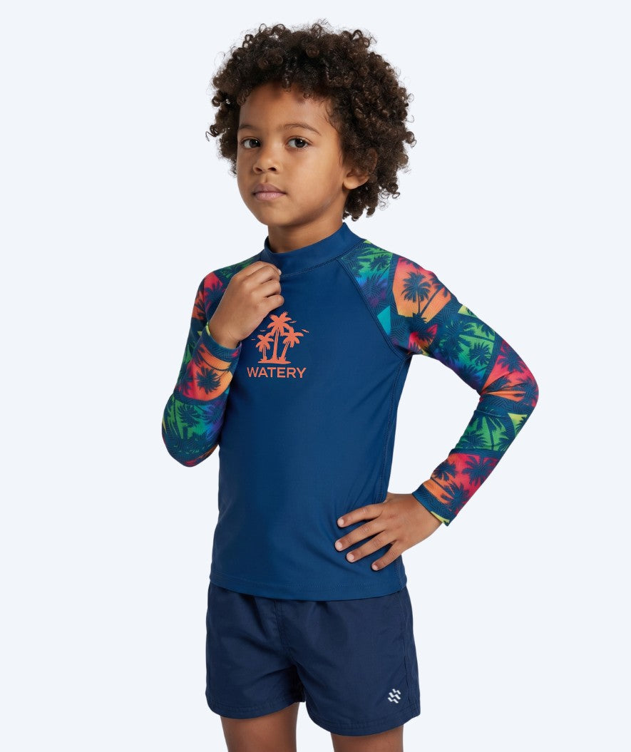 Watery UV-shirt for kids - Katsu Long Sleeve Rashguard - Multi/dark blue