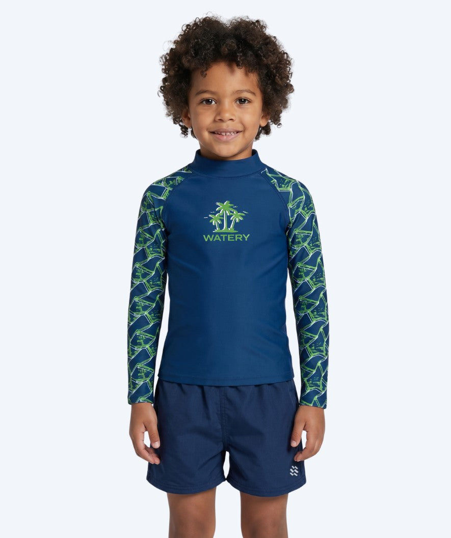 Watery UV-shirt for kids - Katsu Long Sleeve Rashguard - Green/dark blue