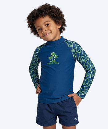 Watery UV-shirt for kids - Katsu Long Sleeve Rashguard - Green/dark blue