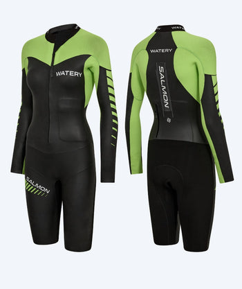 Watery wetsuit for women - Salmon Swimrun - Black/green
