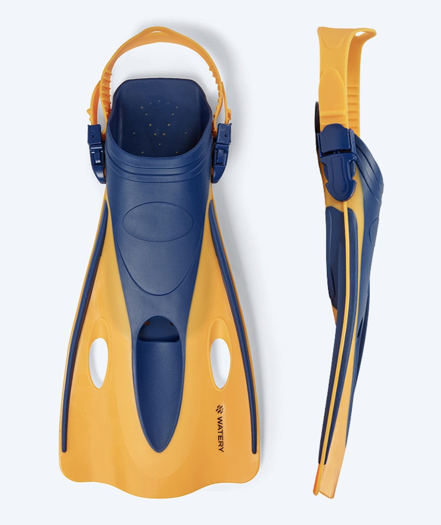 Watery diving fins for adults - Launch - Dark blue/orange