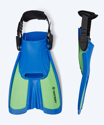 Watery diving fins for kids - Tropical - Blue/green
