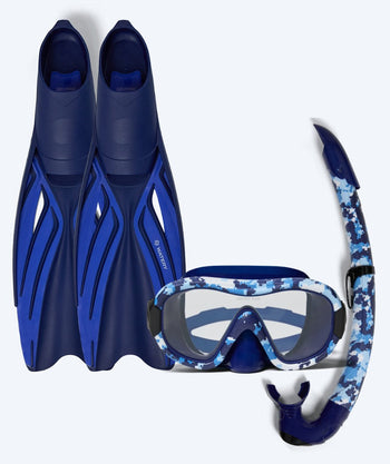 Watery snorkel set for adults - Isle/Rudder Camo - Dark blue