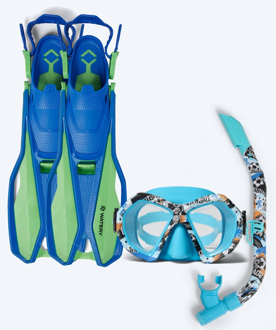 Watery snorkel set for junior (8-15) - Sunset/Riku - Blue/Green