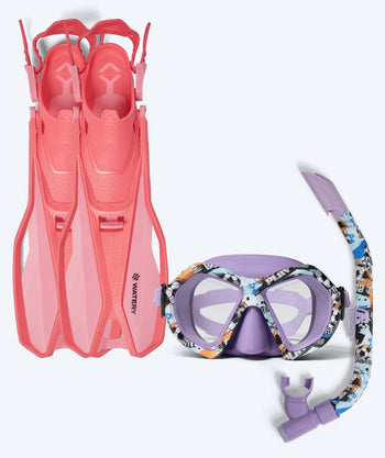 Watery snorkel set for junior (8-15) - Sunset/Riku - Purple/Pink