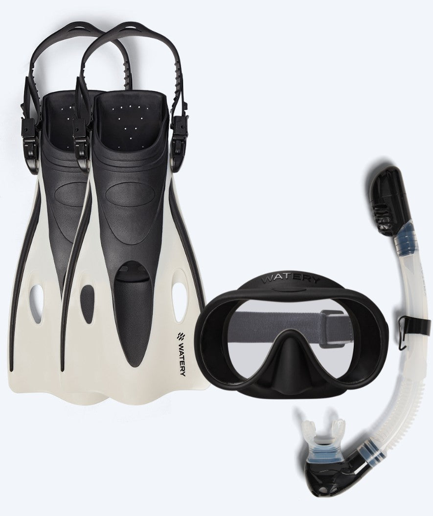 Watery snorkel set for kids (4-10) - Launch/Alton - Black/White