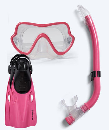 Watery snorkel set for junior (8-15) - Trigger/Masika - Red/pink