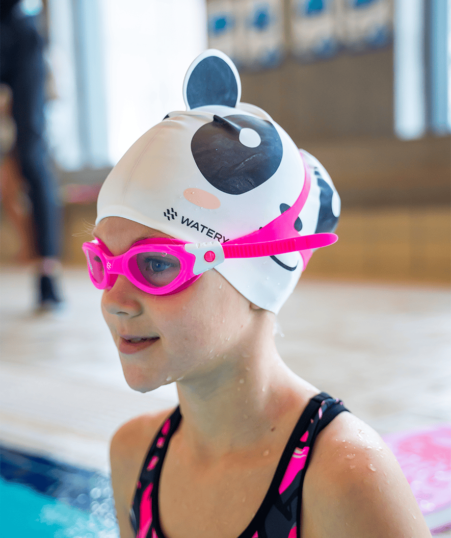 Watery swim cap for kids - Dashers - Cat (Light Blue)