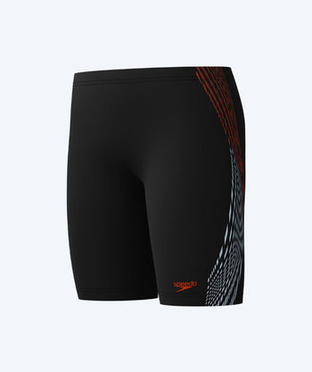 Speedo long swim trunks for boys - Plastisol Placement - Black/red