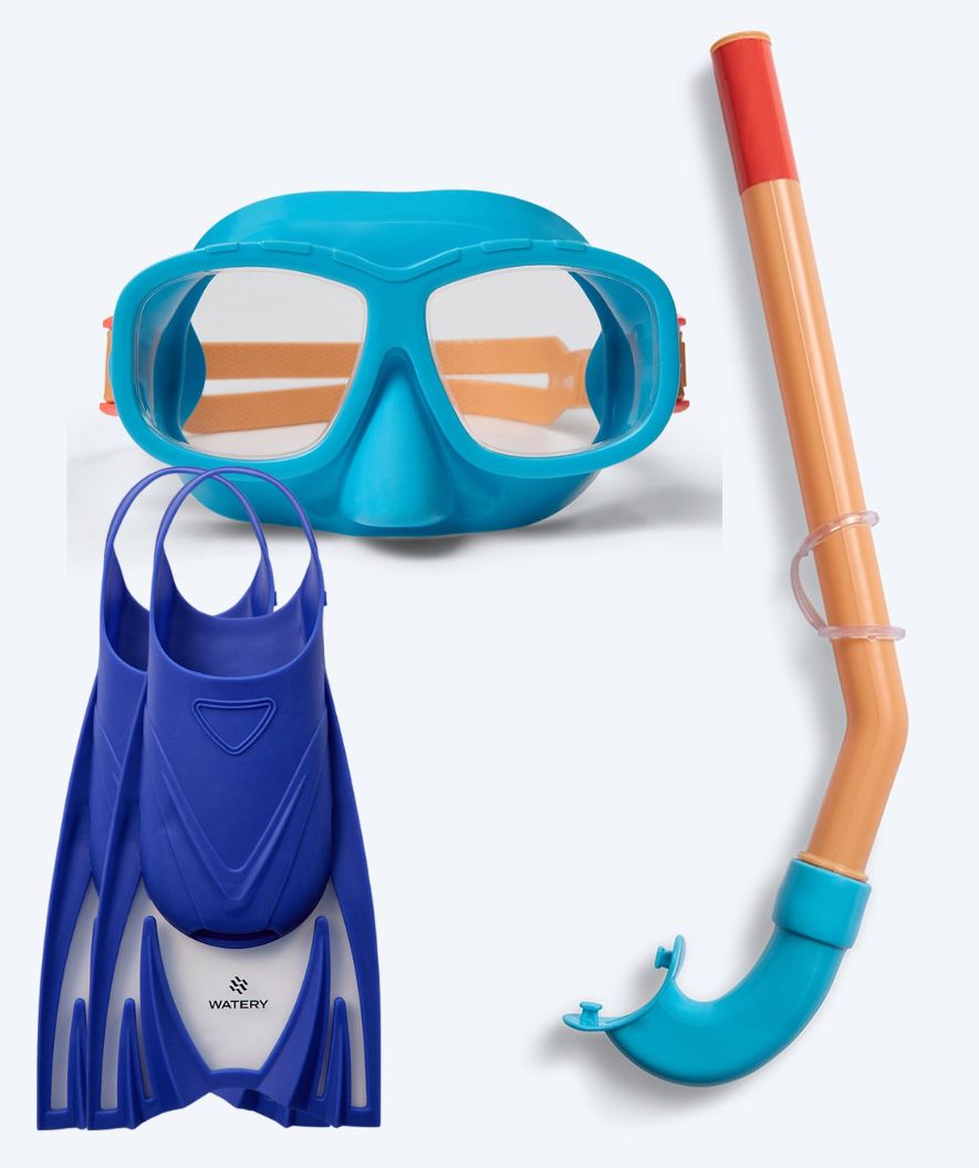 Watery snorkel set for junior (8-15) - Wyre/Masika - Orange/blue