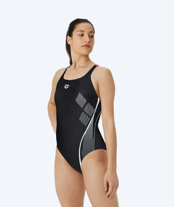 Arena swimsuit for women - Swim Pro Graphic - Black/Light Pink