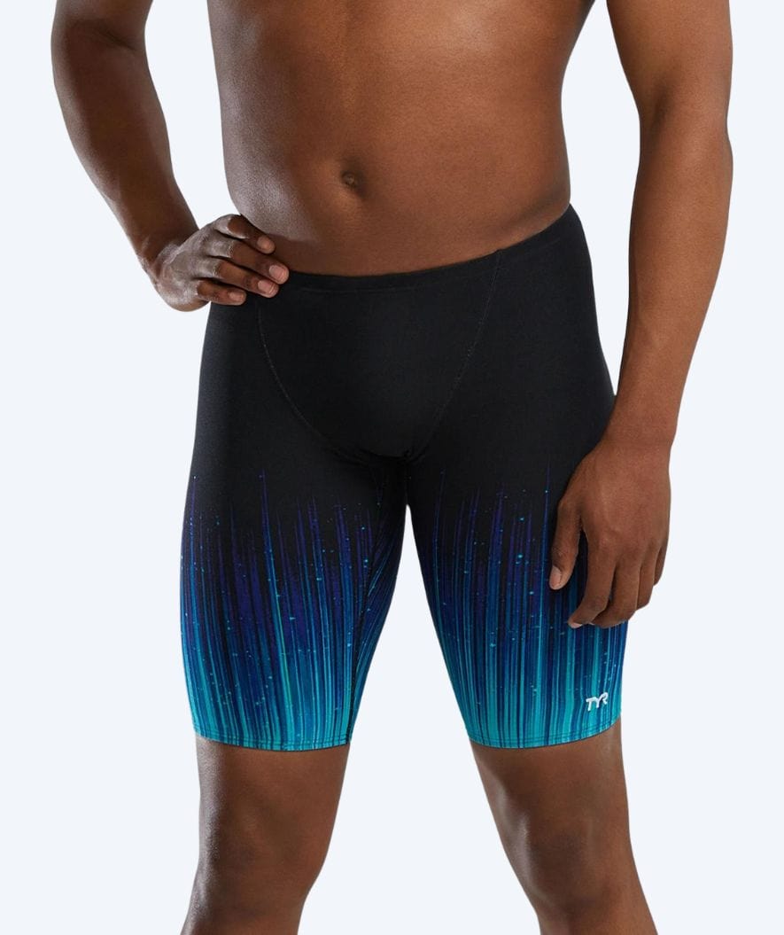 TYR long swim trunks for men - Durafast Elite Speedwarp - Black/blue