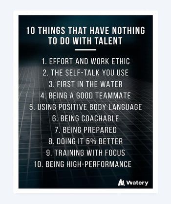 Watery swim poster - 10 things that have nothing to do with talent - B2