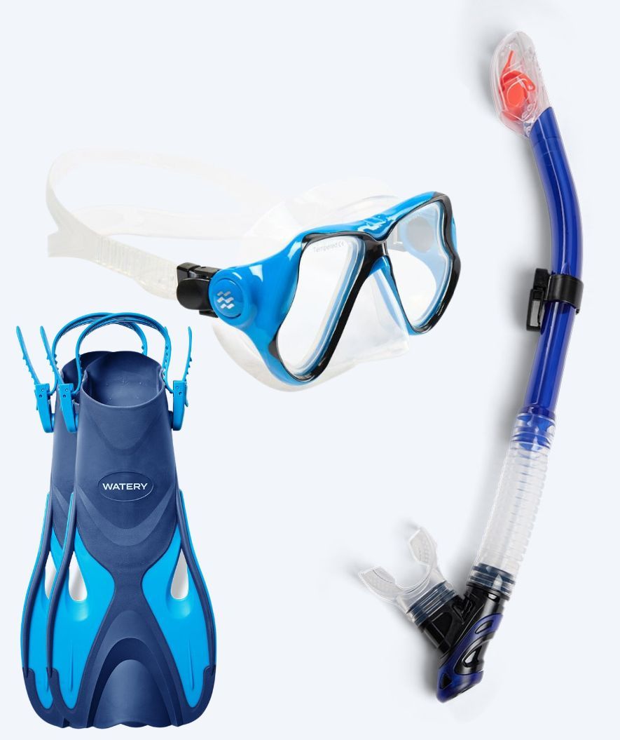 Watery snorkel set for adults - Fisher/Hudson - Blue/blue