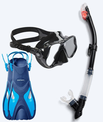 Watery snorkel set for adults - Fisher/Hudson - Blue/black