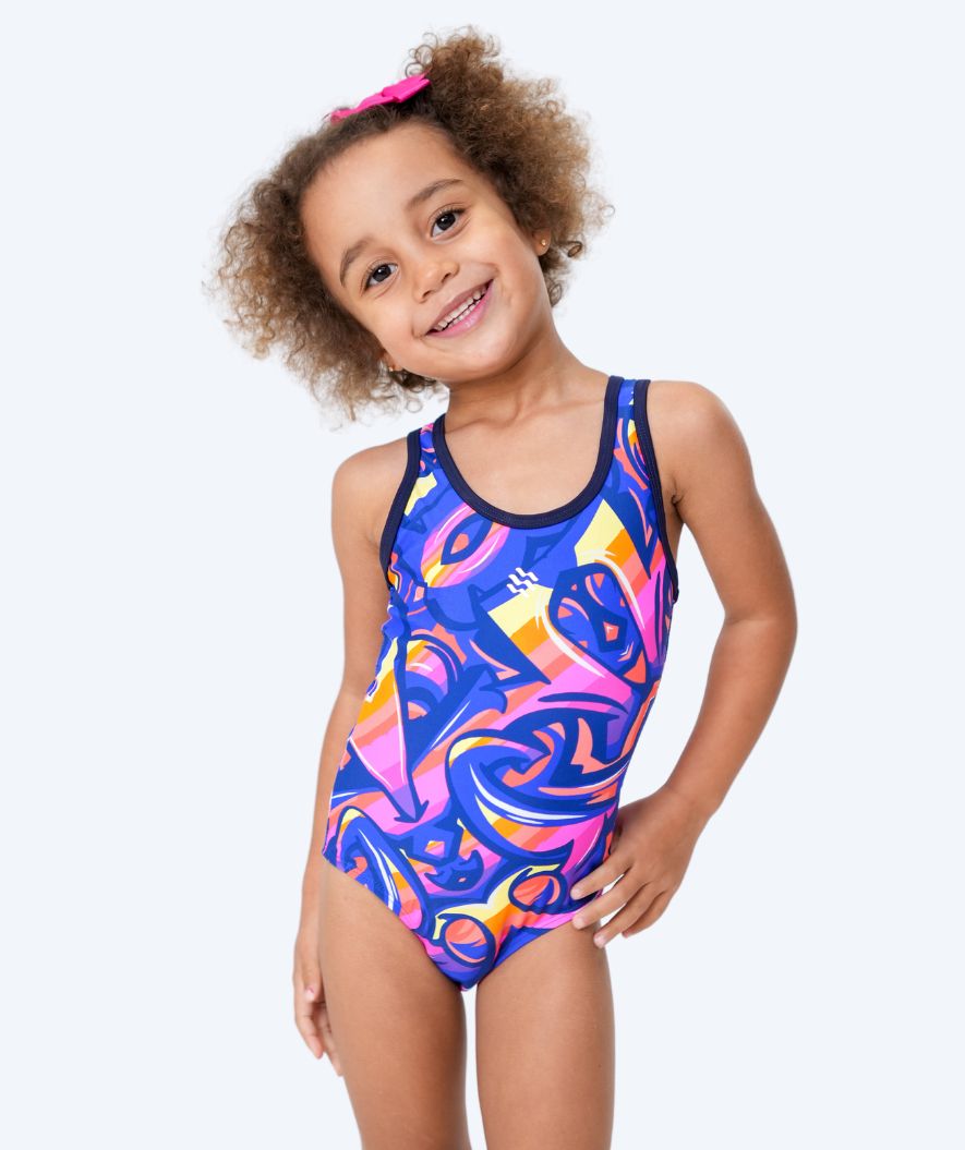 Watery swimsuit for girls - Rodney - Purple/Orange