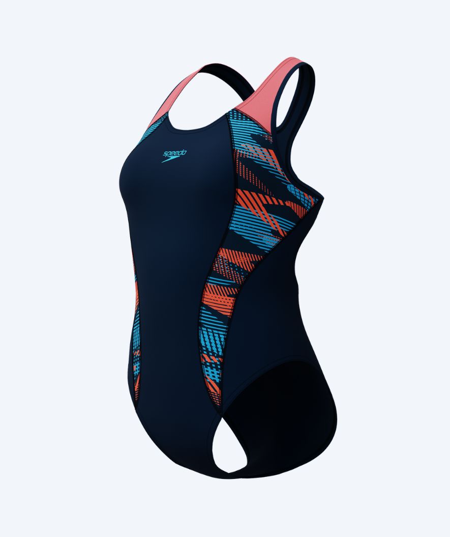Speedo swimsuit for women - Placement Laneback - Dark blue/light pink
