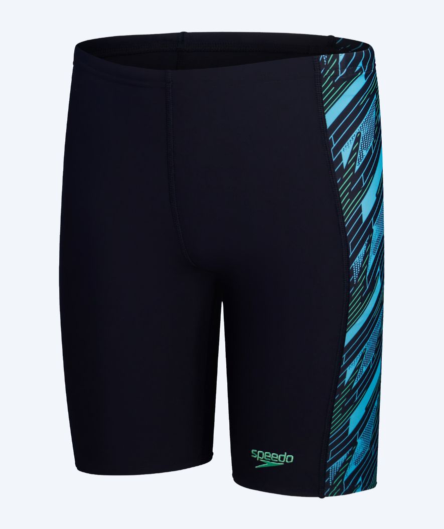 Speedo long swim trunks for boys - Hyperboom Panel - Darkblue/green