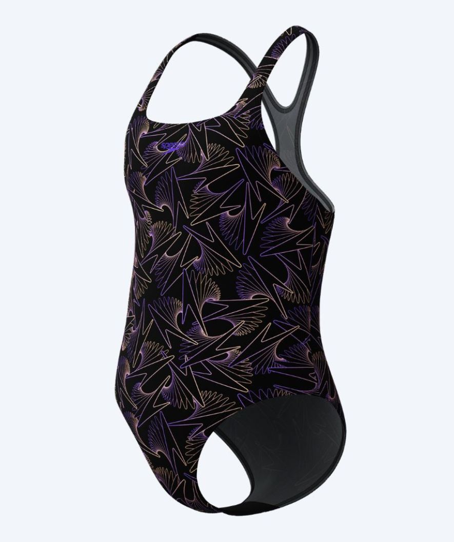 Speedo swimsuit for girls - Hyperboom Allover Medalist - Black/purple
