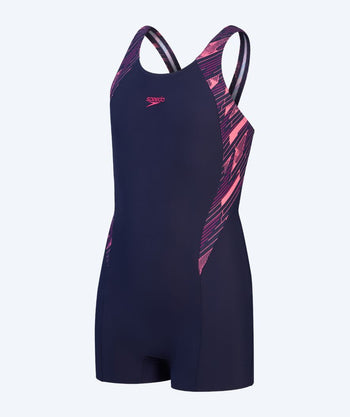 Speedo swimsuit with legs for girls - Hyperboom Splice Legsuit - Darkblue/pink