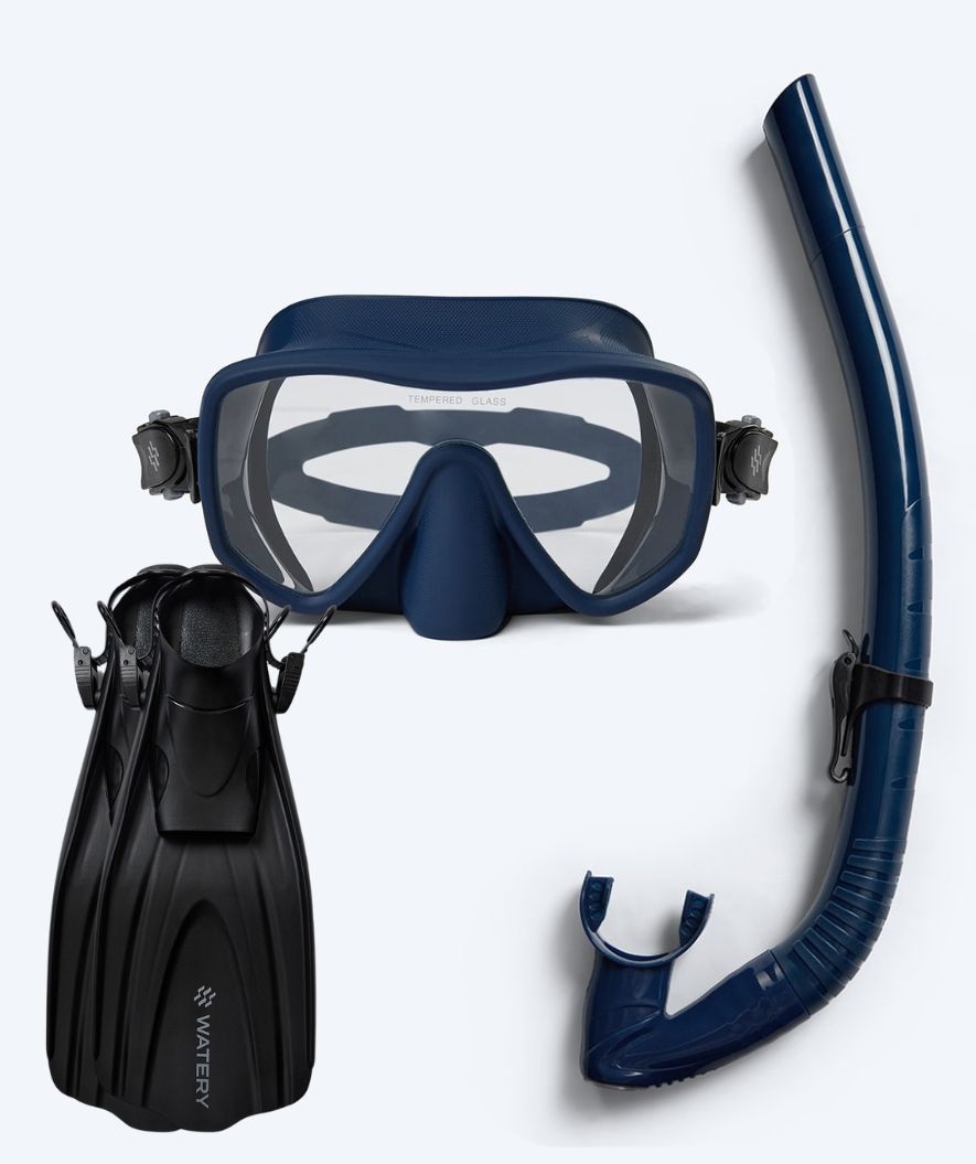 Watery snorkel set for adults (from 15 years) - Coast/Skipper - Dark blue/black