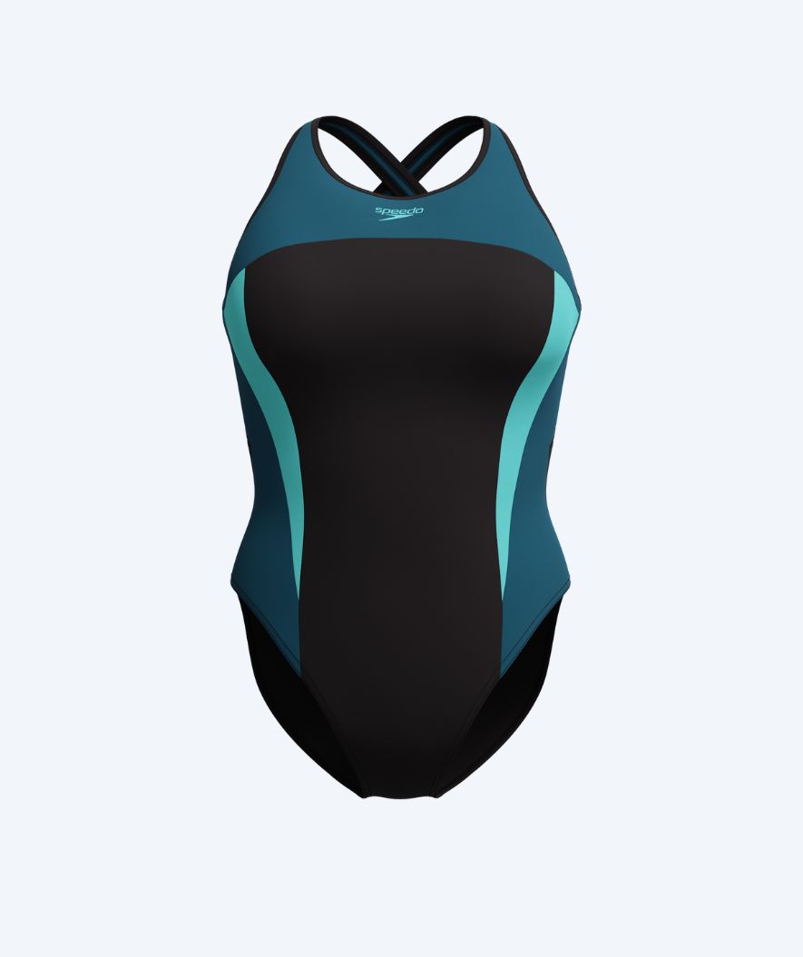 Speedo swimsuit for women - Splice Cross Back - Black/dark blue