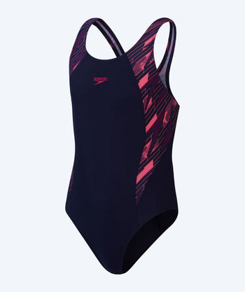 Speedo swimsuit for girls - Hyperboom Splice Muscleback - Darkblue/pink