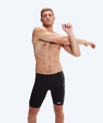 Speedo long swim trunks for men - Hyperboom Panel - Black/grey